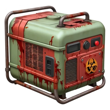 A generator for making electricity, covered in zombie guts. In a dark menacing style sticker