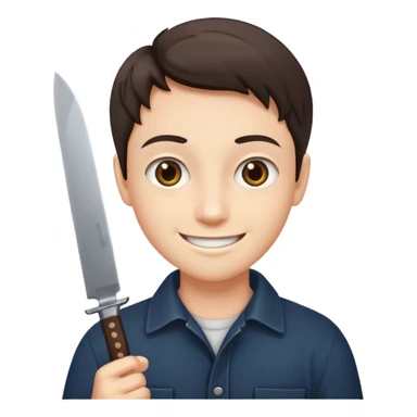 Smiling, holding a knife, emoji  sticker