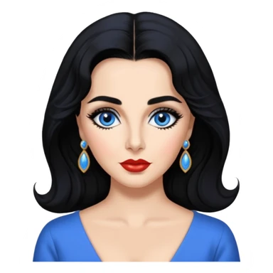 Elizabeth Taylor with blue eyes, black hair sticker