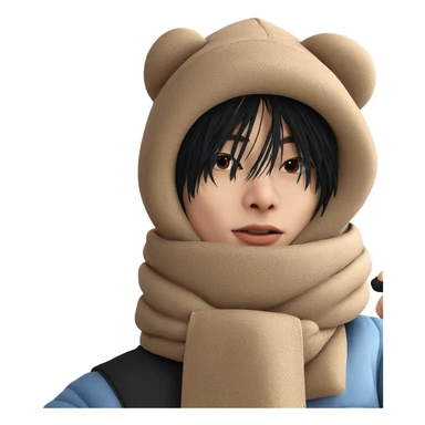 boy in winter hooded scarf sticker