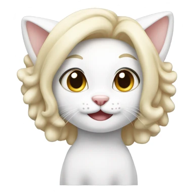 White-cat stretch-Cheerleader-blonde-pigtails sticker