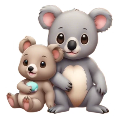 Baby bunny baby bear baby koala at mansion infront of beach at sunset  sticker