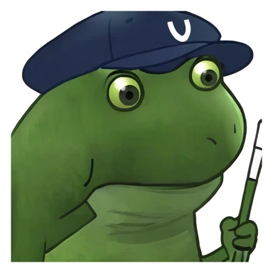 Bufo playing golf with a golf club on a golf course sticker