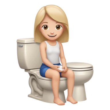 Girl sitting in a toilet farting  sticker