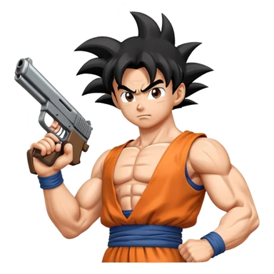 Son goku with a gun￼ sticker