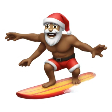 Santa surfing in volcano sticker
