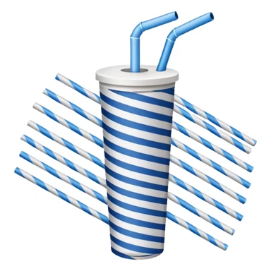 white & blue striped paper straw sticker