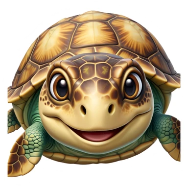 Cinematic Realistic Comical Sea Turtle Portrait Emoji, Head tilted dramatically with an exaggeratedly amused expression, featuring a robust, intricately patterned shell and wide, expressive eyes filled with playful disbelief, rendered with vibrant, lifelike detail and natural coastal light; high shine, dramatic yet playful, styled with an air of cheeky marine mischief, soft glowing outline, capturing the essence of a spirited and over‐the‐top sea turtle that looks ready to bob its way into viral fame! sticker