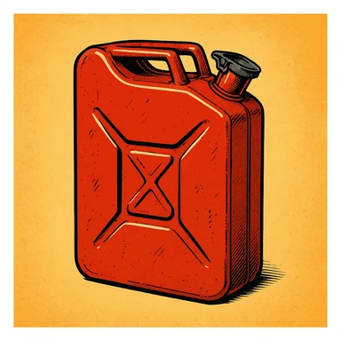 Сгенерируй мне канистру бензина  на однородном фоне в стиле чуть чуть  комикса  sticker
