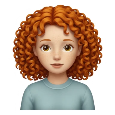 A ginger girl with curly hair in this style 👩🏼‍🦱 just the head no body simile to the apple curly hair emoji just ginger instead  sticker