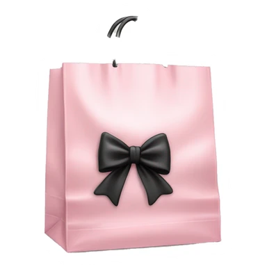 realistic light pink shopping bag with black bow sticker
