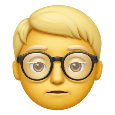 yellow emoji wearing glasses and thinking not smiling- not a person. Just an emoji sticker