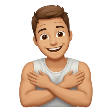 arms crossed holding neck laughing guy  sticker