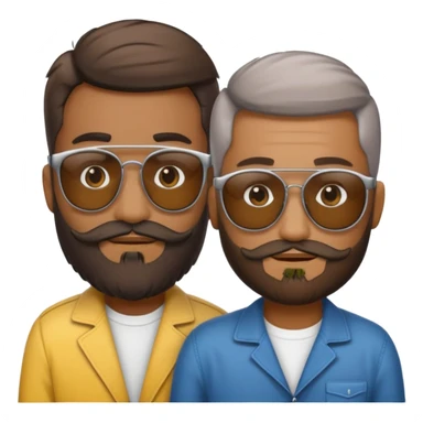 Van u make 2 cool emojis with shades side by side, both have faded hair, one of them should also have faded beard. Beneath the faded beared emoji should have the initials WQ and the other PJ sticker