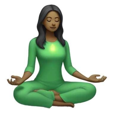 Dark haired woman meditating with green aura sticker