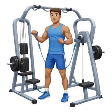 standing fit man with blue shorts cable-machine-exercise sticker