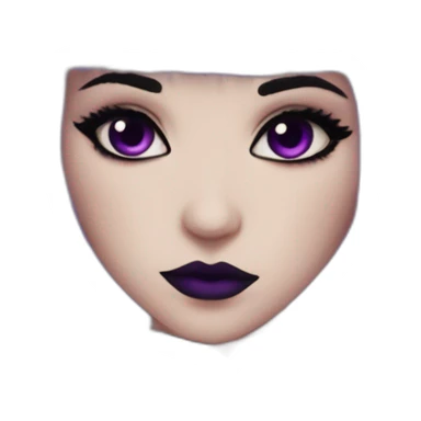 Elissabat-with-bangs-long-hair-dark-purple-and-black-vampire-goth-makeup-pinkeyes-romanticgothcloses sticker