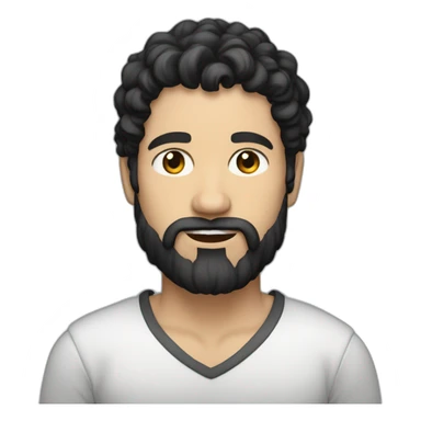 Man, white skin, short black hair, ((very long curly beard)), oblique view sticker