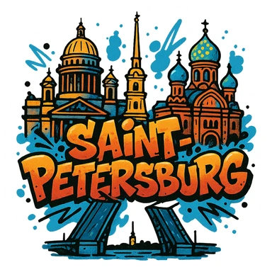 Сделай png рисунок Санкт-Петрбурка в стиле граффити sticker