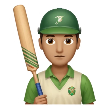 i want a emoji suitable for a logo s well.
it should contain a man holding cricket bat and is wearing all the cricket accessories with no human face  sticker