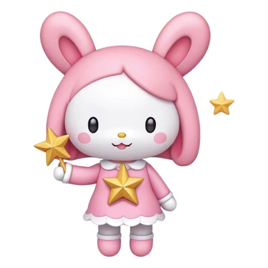 My melody from Sanrio holding a star sticker