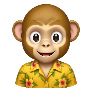 Monkey – cheeky grin, wearing yellow floral aloha shirt. sticker