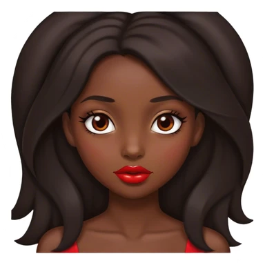 Dark brown long hair pretty girl with brown eyes and red lips  sticker