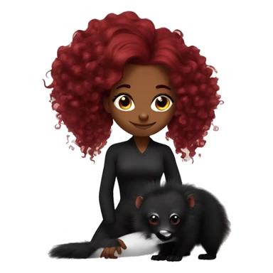 Wine Red haired and black skunk highlights strong girl with atoms sticker