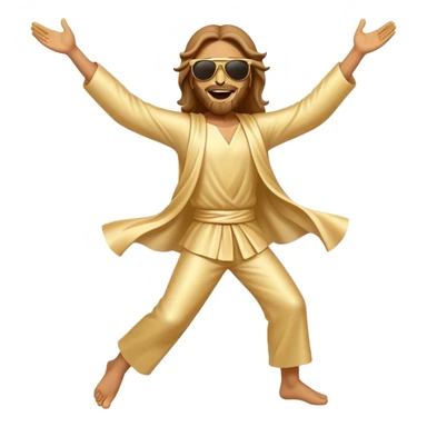 dancing figure of rejoicing Jesus with  sunglases golden  sticker