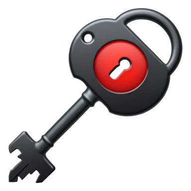 iOS sticker, dark key, black metal, red hole, minimal sticker