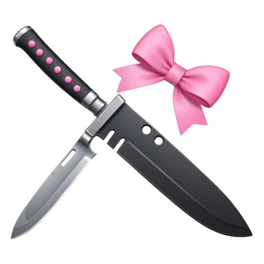 black knife with little pink bows around it sticker