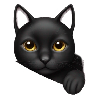 Black cat cozy in pink blanket with white dot sticker