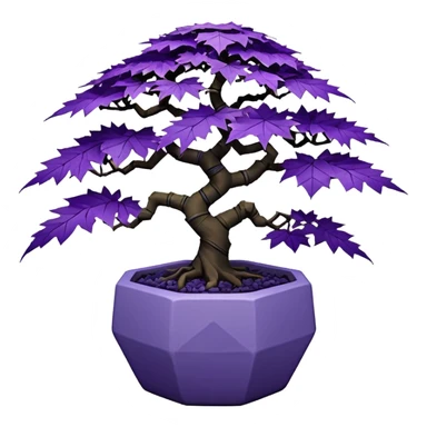  Earthenware ware small short squat cascading black violet bonsai pot plant purple lace-leaf maple tree with triangular angular multi-hexagon faceted asymmetrical originally shaped pot sticker