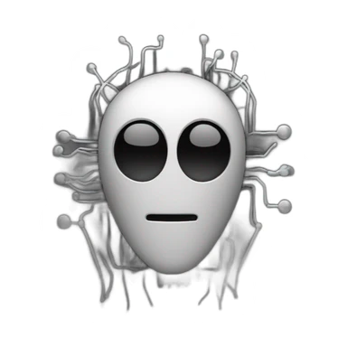 alien titanium ai Chatbot black and white with circuit leaf logo sticker