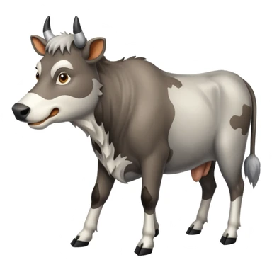 A cow being HUNTED by a wolf sticker