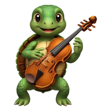 TUrtle playing violin on his shoulders sticker