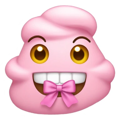 happy poop wearing small light pink bow sticker