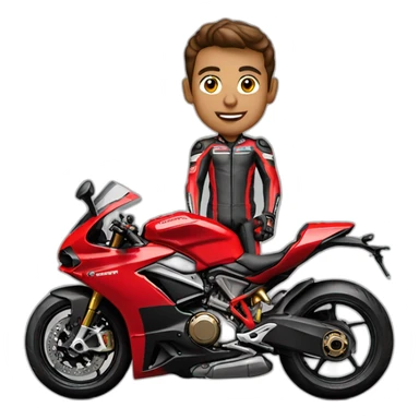 muscular biker on Ducati Corse sticker