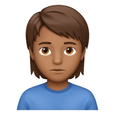 A young boy with brown hair and eyes, with slightly long, straight and disheveled hair sticker