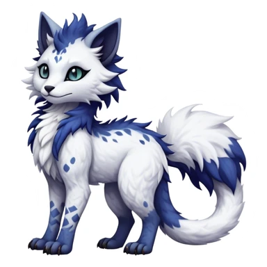 Kawaii dark edgy fantasy ethereal feline-vernid-sergal-fursona animal creature with a tufted tail full body with intricate markings  sticker