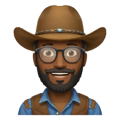 bearded black cowboy with glasses sticker