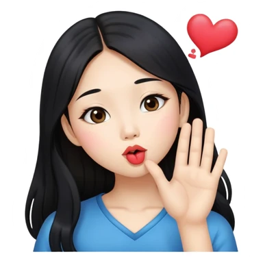 Beautiful Asian girl with long black hair blowing kisses sticker