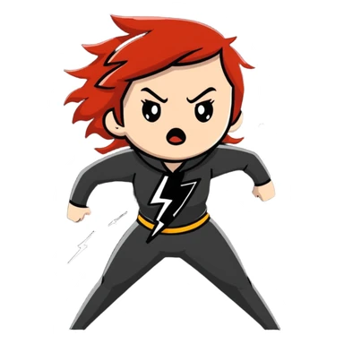 redhead girl furious with lightning bolts sticker