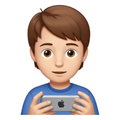 a brown haired boy playing on an iphone 16 smartphone sticker