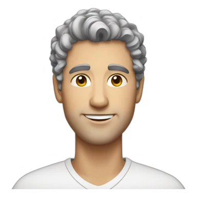 one european average size guy with short curly dark hair with some grey hair inside sticker