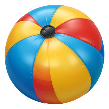 3D render of Beach Ball made of shiny inflatable vinyl, visible seam lines, air valve, highly reflective plastic texture, pool toy aesthetic, Apple emoji style, isolated on white background --v 6.0 sticker