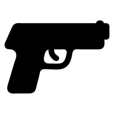 solid filled gun icon, minimal detail sticker