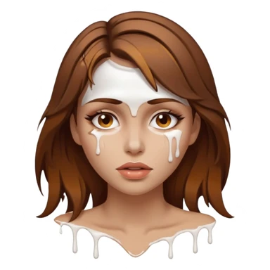 Brown Hair Woman , white paint , drip, face, hot  Sexy sticker