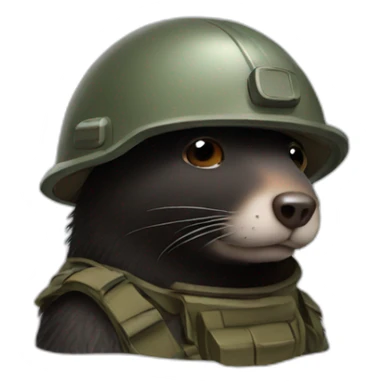 Mole with a combat helmet sticker