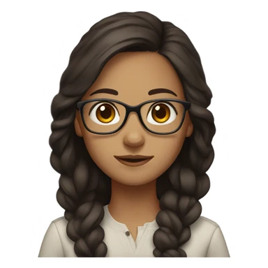 Girl with long dark brown hair light skin brown eyes and glasses  sticker